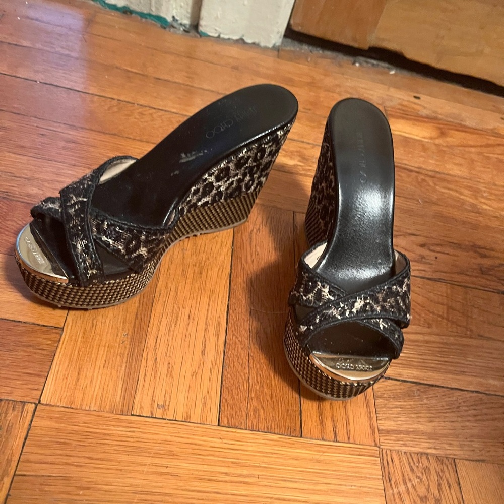 Jimmy Choo animal print platforms